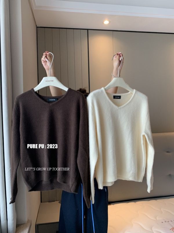 顯瘦溫柔浣熊絨高品質V領毛衣-3色 顯瘦溫柔浣熊絨高品質V領毛衣-3色