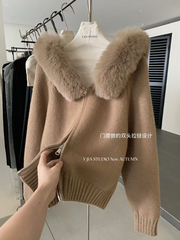 毛毛領可拆 多穿保暖連帽針織-5色 毛毛領可拆 多穿保暖連帽針織-5色