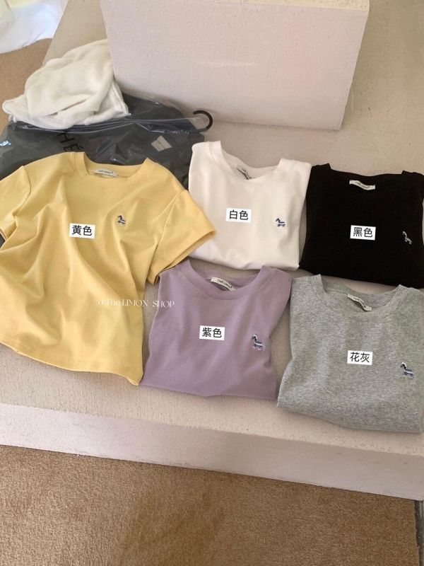 春夏純色小馬刺繡清新百搭T-5色 春夏純色小馬刺繡清新百搭T-5色