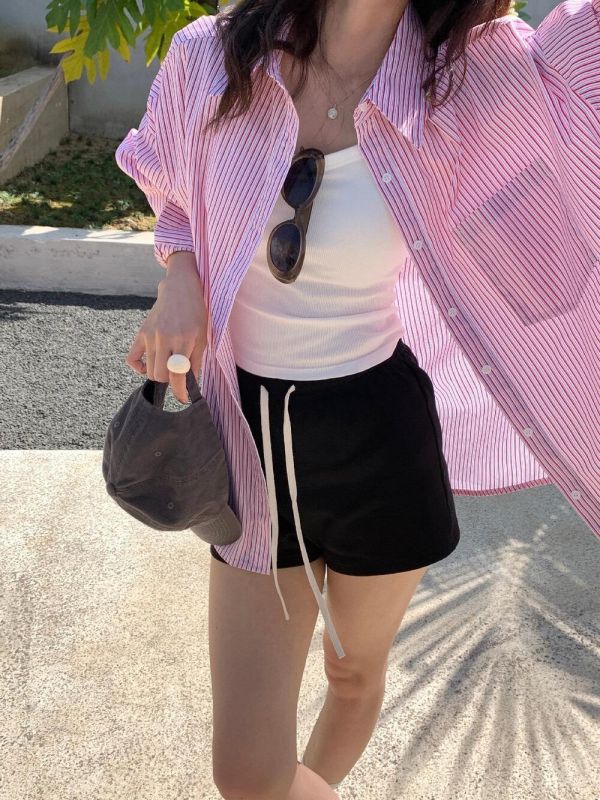 韓系簡約條紋減齡寬鬆防曬襯衫-2色 韓系簡約條紋減齡寬鬆防曬襯衫-2色