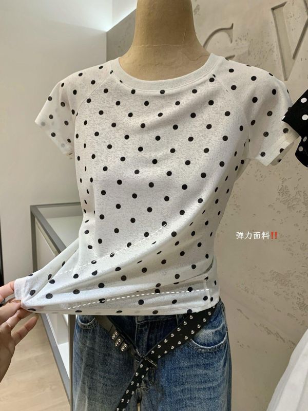 復古風波點彈力百搭修身上衣-2色 復古風波點彈力百搭修身上衣-2色