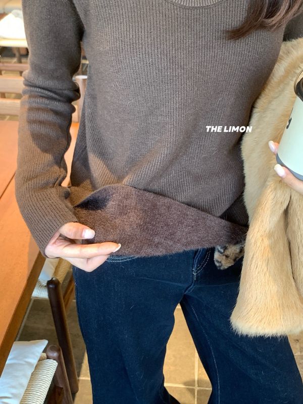 韓系設計感保暖一體絨U領針織上衣-20色 韓系設計感保暖一體絨U領針織上衣-20色