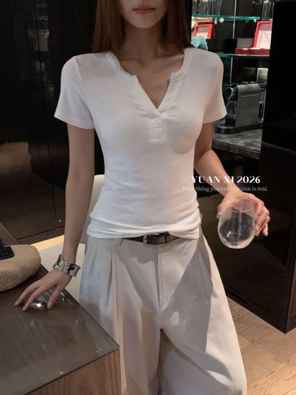 剪刀領正肩顯瘦百搭T-10色 剪刀領正肩顯瘦百搭T-10色