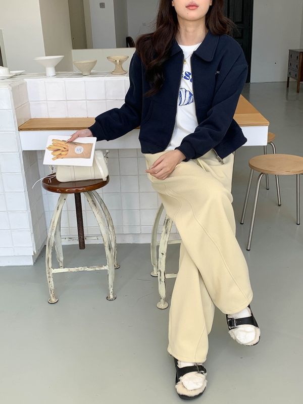 美式復古學院風 簡約休閒棉拉鍊外套-3色 美式復古學院風 簡約休閒棉拉鍊外套-3色