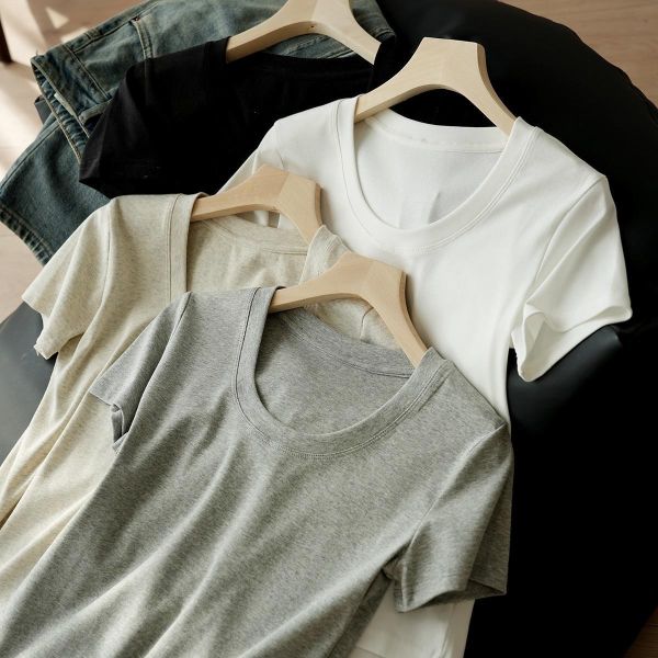 U型棉質修身純色上衣-4色 U型棉質修身純色上衣-4色