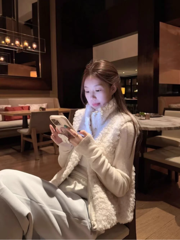 氣質百搭立領單排扣保暖毛絨背心-3色 氣質百搭立領單排扣保暖毛絨背心-3色