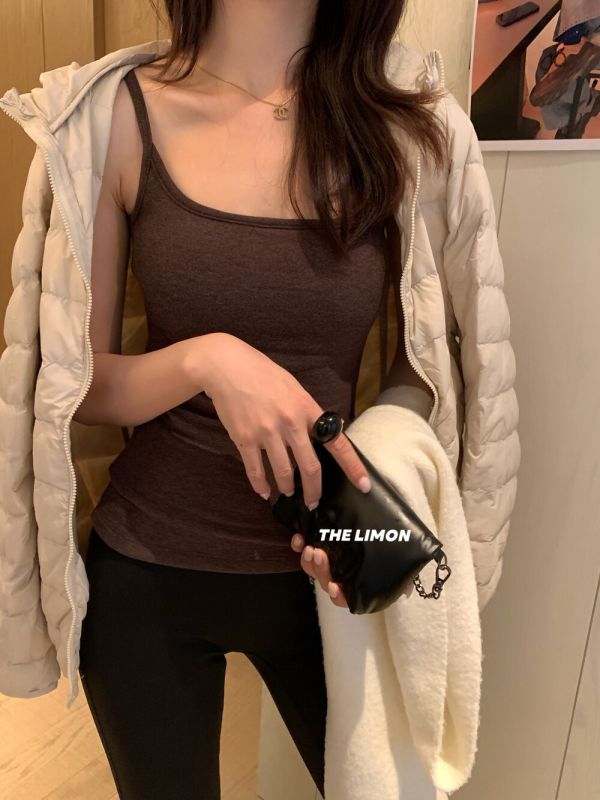 雙層磨毛高彈百搭吊帶背心（胸墊可拆）-7色 雙層磨毛高彈百搭吊帶背心（胸墊可拆）-7色