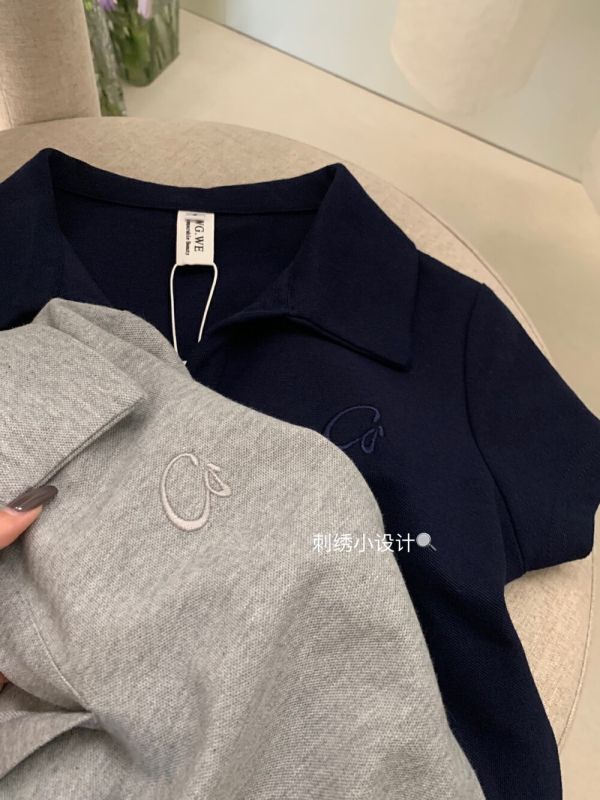 POLO翻領修身休閒短款上衣-3色 POLO翻領修身休閒短款上衣-3色