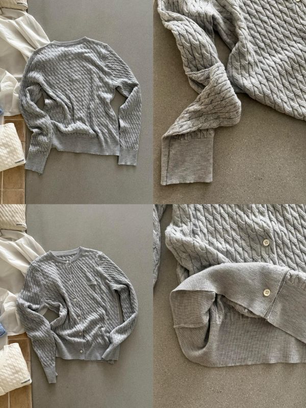 質感麻花時尚學院風小標圓領針織開衫上衣-5色 質感麻花時尚學院風小標圓領針織開衫上衣-5色