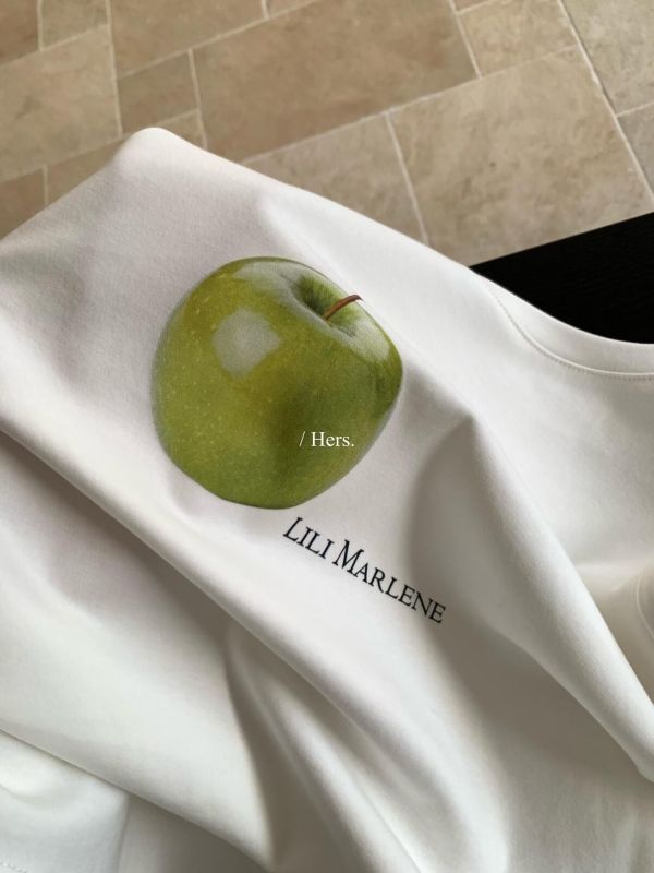 韓系蘋果圖案印花質感T恤-3色 韓系蘋果圖案印花質感T恤-3色