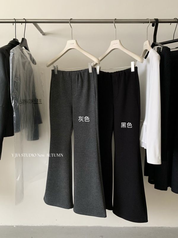 簡約加絨顯瘦大長腿微喇叭休閒褲-2色 簡約加絨顯瘦大長腿微喇叭休閒褲-2色