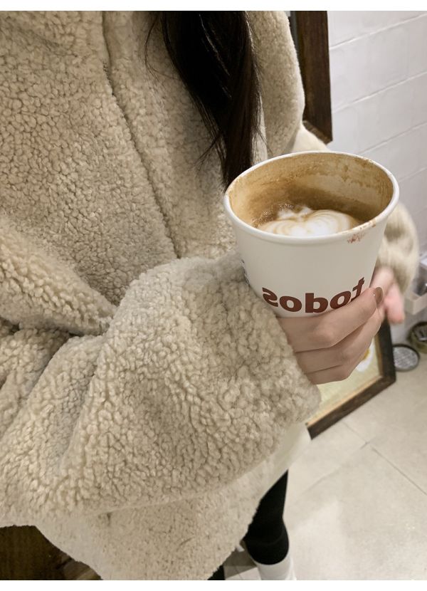 暖呼呼顆粒絨溫暖厚實立領羊羔毛外套-2色 暖呼呼顆粒絨溫暖厚實立領羊羔毛外套-2色