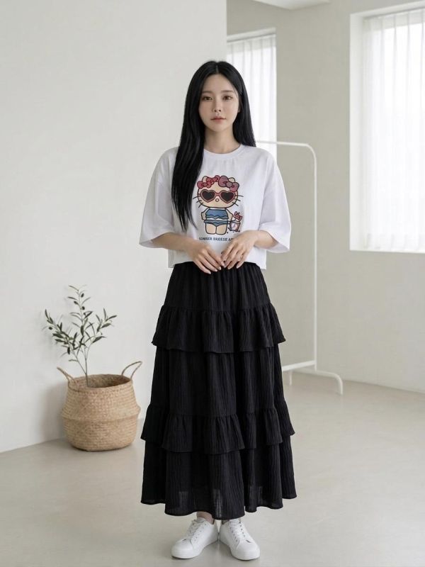Korea 泳裝KITTY短版T恤-3色 Korea 泳裝KITTY短版T恤-3色