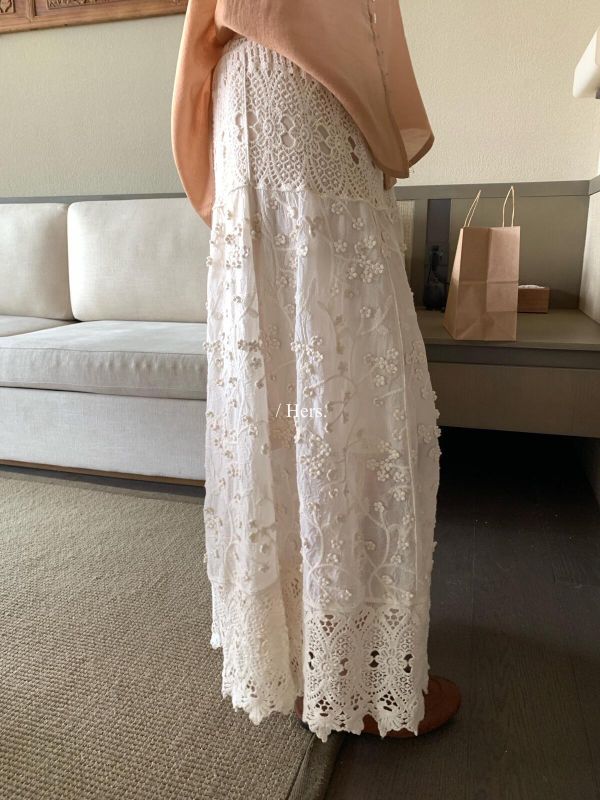 法式復古氣質重工提花鏤空蕾絲裙 法式復古氣質重工提花鏤空蕾絲裙
