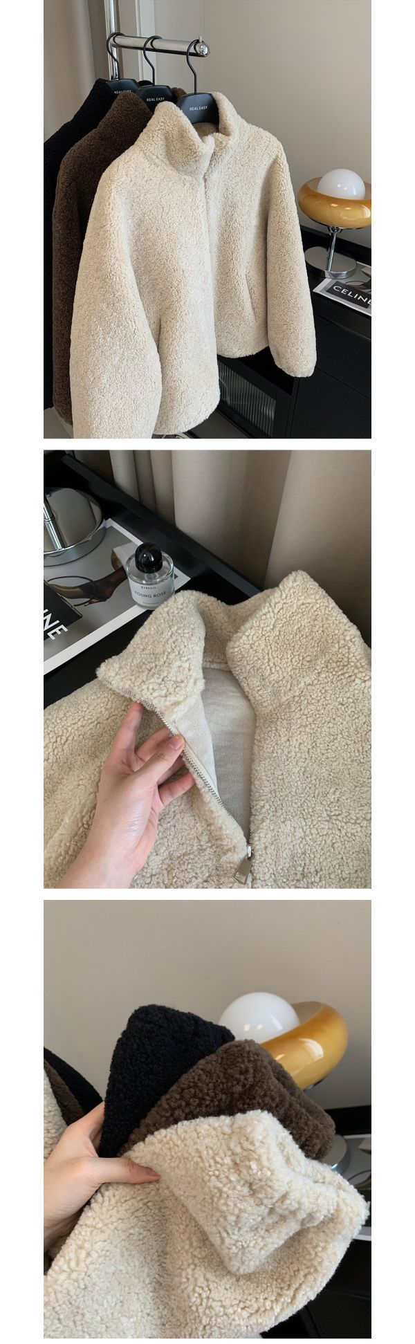 暖呼呼顆粒絨溫暖厚實立領羊羔毛外套-2色 暖呼呼顆粒絨溫暖厚實立領羊羔毛外套-2色