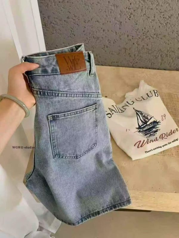 高腰直筒寬鬆五分牛仔褲 高腰直筒寬鬆五分牛仔褲