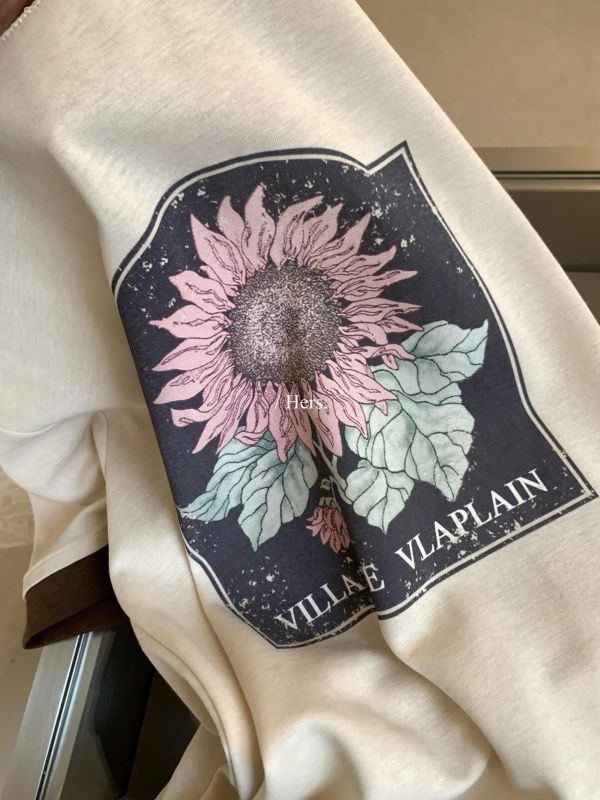 向日葵印花撞色圓領T恤-2色 向日葵印花撞色圓領T恤-2色