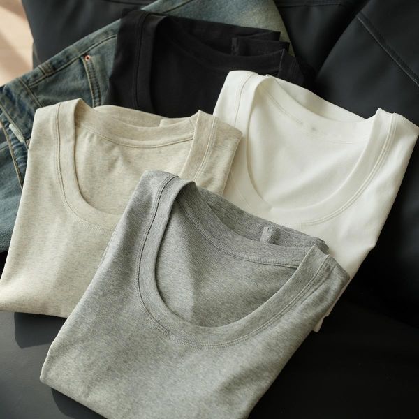 U型棉質修身純色上衣-4色 U型棉質修身純色上衣-4色