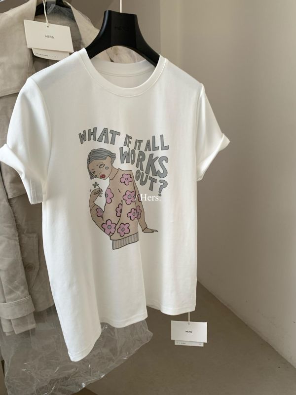 趣味小眾女孩圖案短袖T恤-2色 趣味小眾女孩圖案短袖T恤-2色