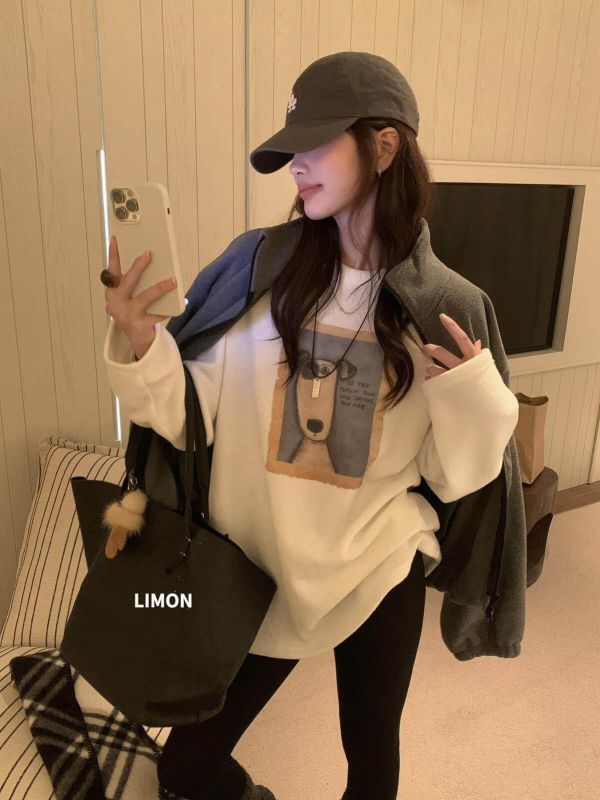 大版加厚小狗美式長版上衣 大版加厚小狗美式長版上衣