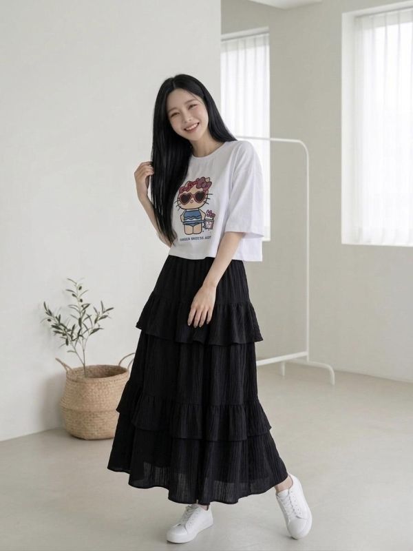 Korea 泳裝KITTY短版T恤-3色 Korea 泳裝KITTY短版T恤-3色