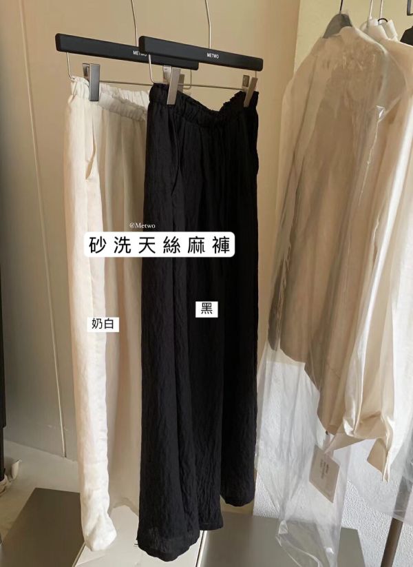 不悶熱 韓系砂洗麻料休閒闊腿褲-2色 不悶熱 韓系砂洗麻料休閒闊腿褲-2色