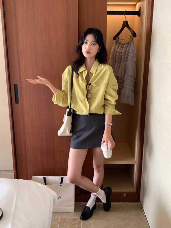 鬆弛感寬鬆翻領百搭襯衫-6色 鬆弛感寬鬆翻領百搭襯衫-6色