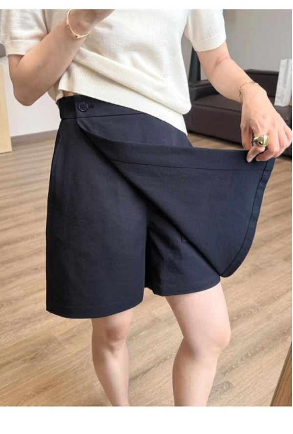 抗皺微彈遮肚 設計感交疊A字裙褲-3色 抗皺微彈遮肚 設計感交疊A字裙褲-3色