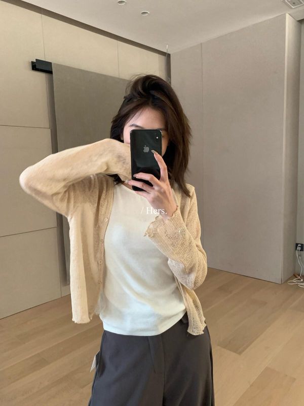 法式溫柔風微透減齡氣質V領開衫-4色 法式溫柔風微透減齡氣質V領開衫-4色