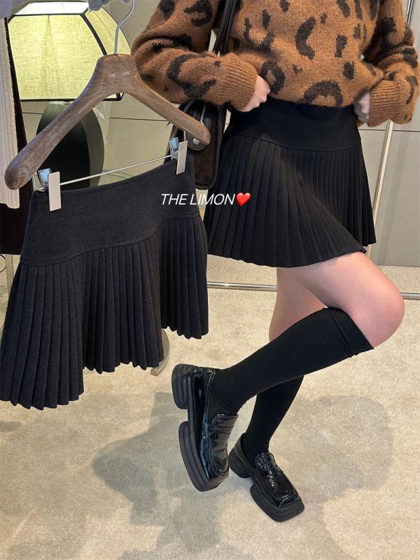 休閒風厚版磨毛呢百搭百褶裙-2色 休閒風厚版磨毛呢百搭百褶裙-2色