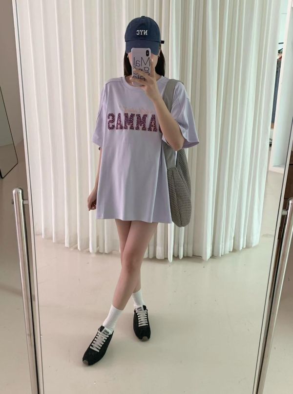 豹紋貼布長版T恤-4色 豹紋貼布長版T恤-4色