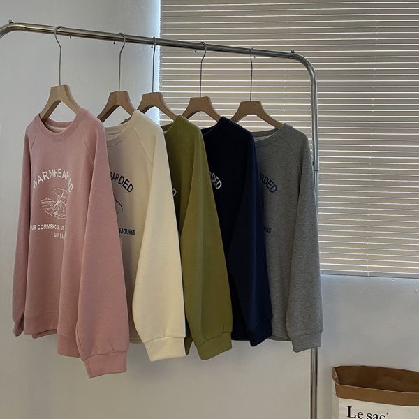 韓系印花插肩袖寬鬆慵懶風休閒上衣-5色 韓系印花插肩袖寬鬆慵懶風休閒上衣-5色