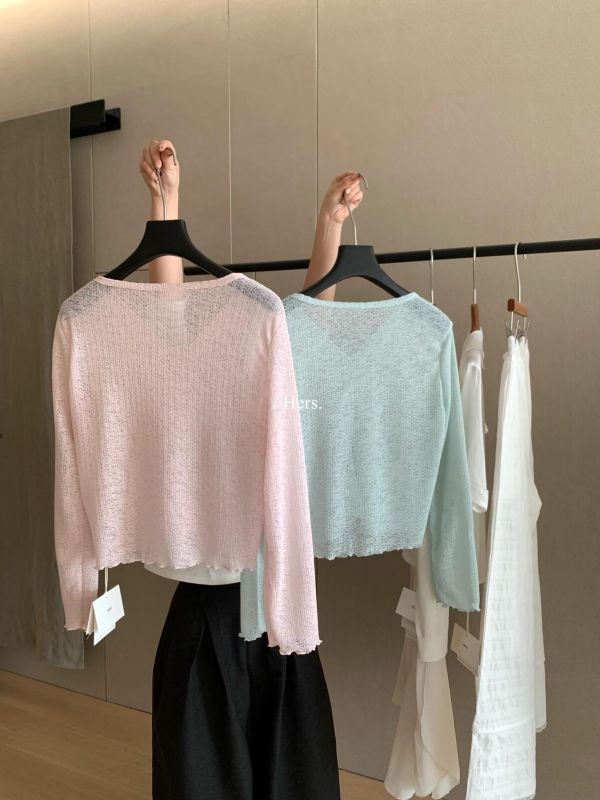 法式溫柔風微透減齡氣質V領開衫-4色 法式溫柔風微透減齡氣質V領開衫-4色