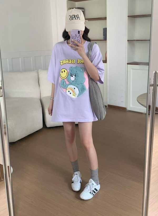 可愛立體毛毛小熊寬鬆T恤-4色 可愛立體毛毛小熊寬鬆T恤-4色