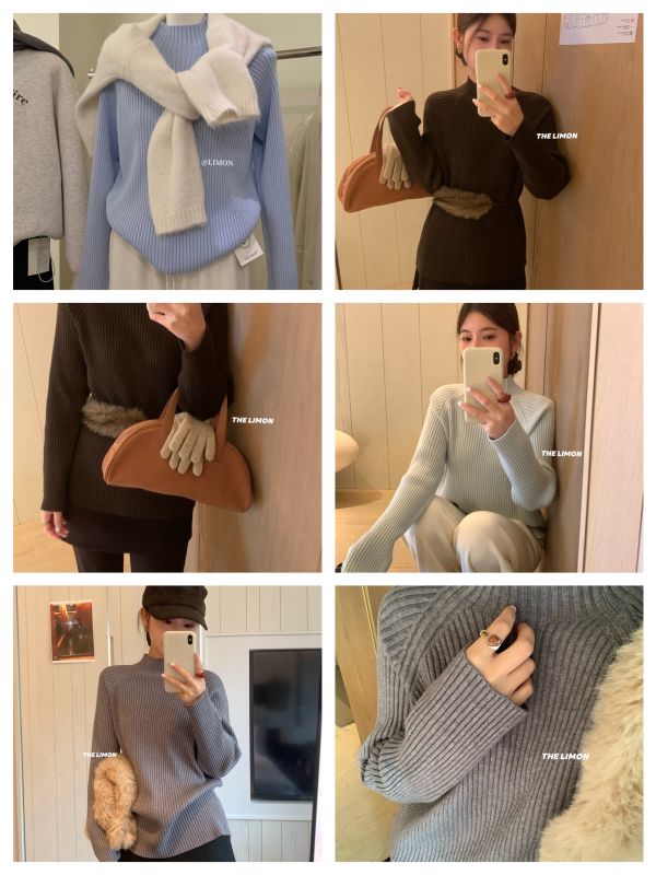 超多色～氣質百搭坑條顯瘦半高領針織 超多色～氣質百搭坑條顯瘦半高領針織