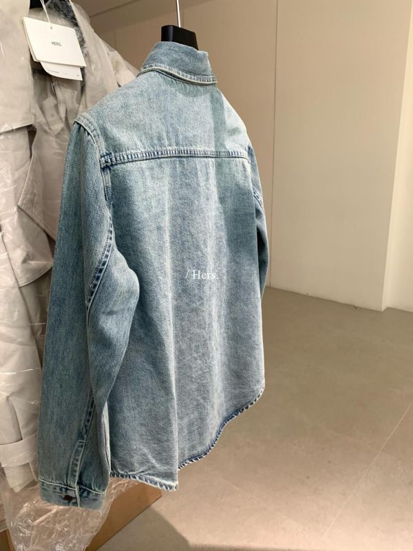 超好看刷色～休閒復古水洗正肩牛仔襯衫 超好看刷色～休閒復古水洗正肩牛仔襯衫