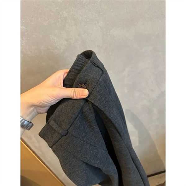 老錢風休閒復古高腰直筒闊腿羊毛褲-4色 老錢風休閒復古高腰直筒闊腿羊毛褲-4色