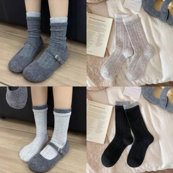 深灰色系～冬日氛圍加厚羊毛襪4色一組 深灰色系～冬日氛圍加厚羊毛襪4色一組