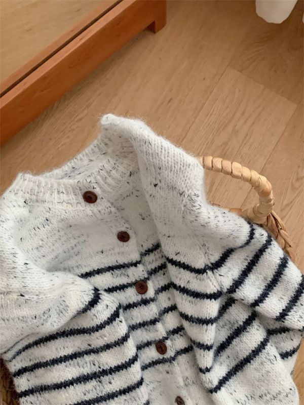 復古羊駝條紋含羊毛開衫外套-2色 復古羊駝條紋含羊毛開衫外套-2色