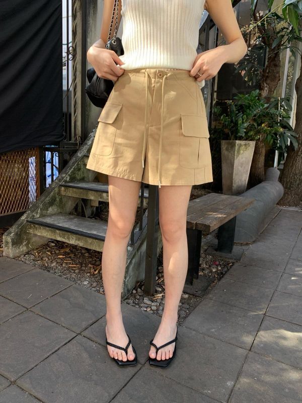 夏季高腰抽繩工裝休閒褲-4色 夏季高腰抽繩工裝休閒褲-4色