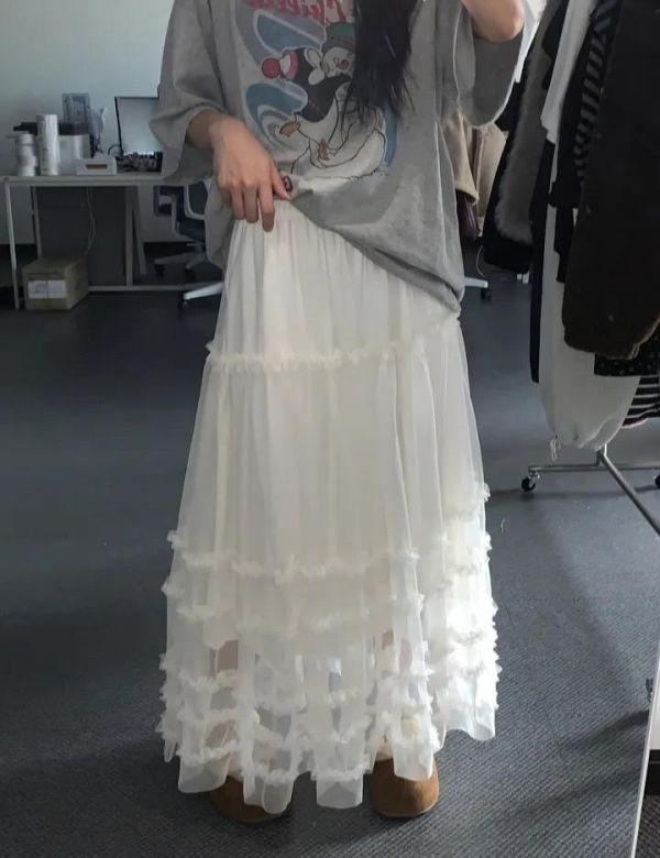 Korea 仙氣荷葉邊層次感紗裙-2色 Korea 仙氣荷葉邊層次感紗裙-2色