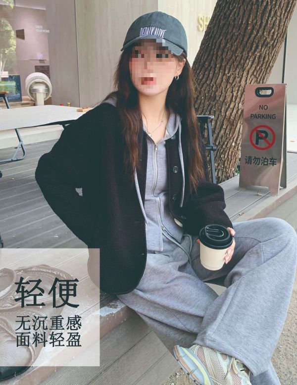 韓系仿羊羔絨圓領輕盈開衫外套-3色 韓系仿羊羔絨圓領輕盈開衫外套-3色