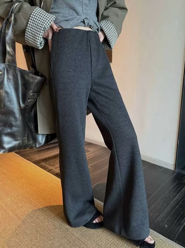 簡約加絨顯瘦大長腿微喇叭休閒褲-2色 簡約加絨顯瘦大長腿微喇叭休閒褲-2色