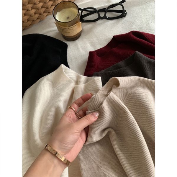 氣質顯瘦無縫一體半高領打底針織上衣-5色 氣質顯瘦無縫一體半高領打底針織上衣-5色