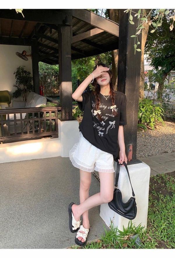韓系小眾蝴蝶結寬鬆百搭T 韓系小眾蝴蝶結寬鬆百搭T