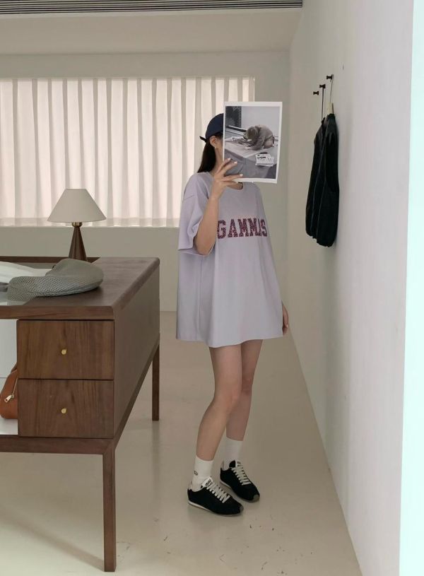 豹紋貼布長版T恤-4色 豹紋貼布長版T恤-4色