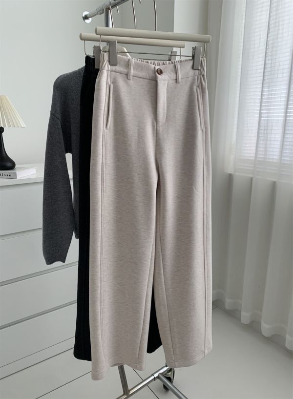 冬季窄版羊毛垂感鬆緊腰加絨休閒褲-3色 冬季窄版羊毛垂感鬆緊腰加絨休閒褲-3色