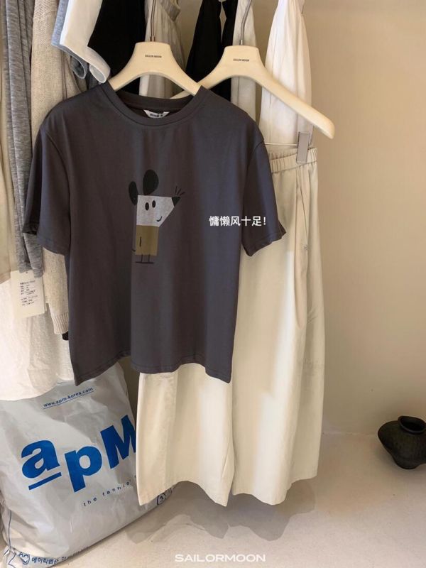 韓系卡通老鼠印花休閒短T-3色 韓系卡通老鼠印花休閒短T-3色