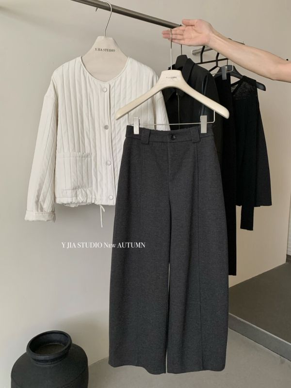 百搭鬆弛感高腰顯瘦九分褲毛呢褲 百搭鬆弛感高腰顯瘦九分褲毛呢褲