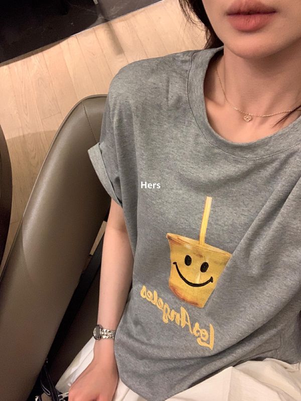 韓系簡約笑臉咖啡休閒趣味T-3色 韓系簡約笑臉咖啡休閒趣味T-3色